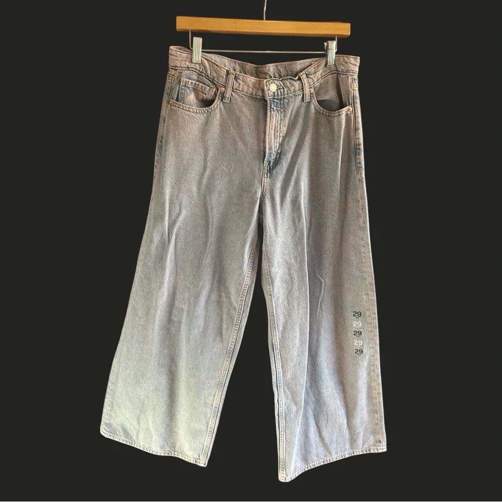 NWT GAP Baggy Mid Rise Ultra Soft Denim Wide Leg Jeans Purple tint 29 8‎ R